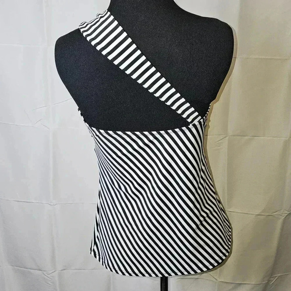 Allen B one shoulder stripe bathingsuit top - Picture 6 of 8